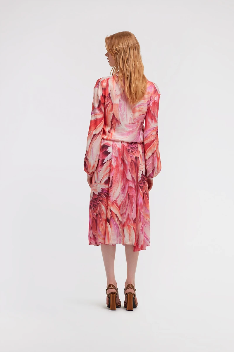 Long dress Plumage print