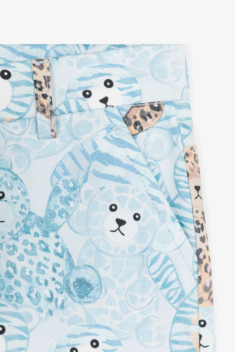 Teddy Bear-Print Cotton Shorts