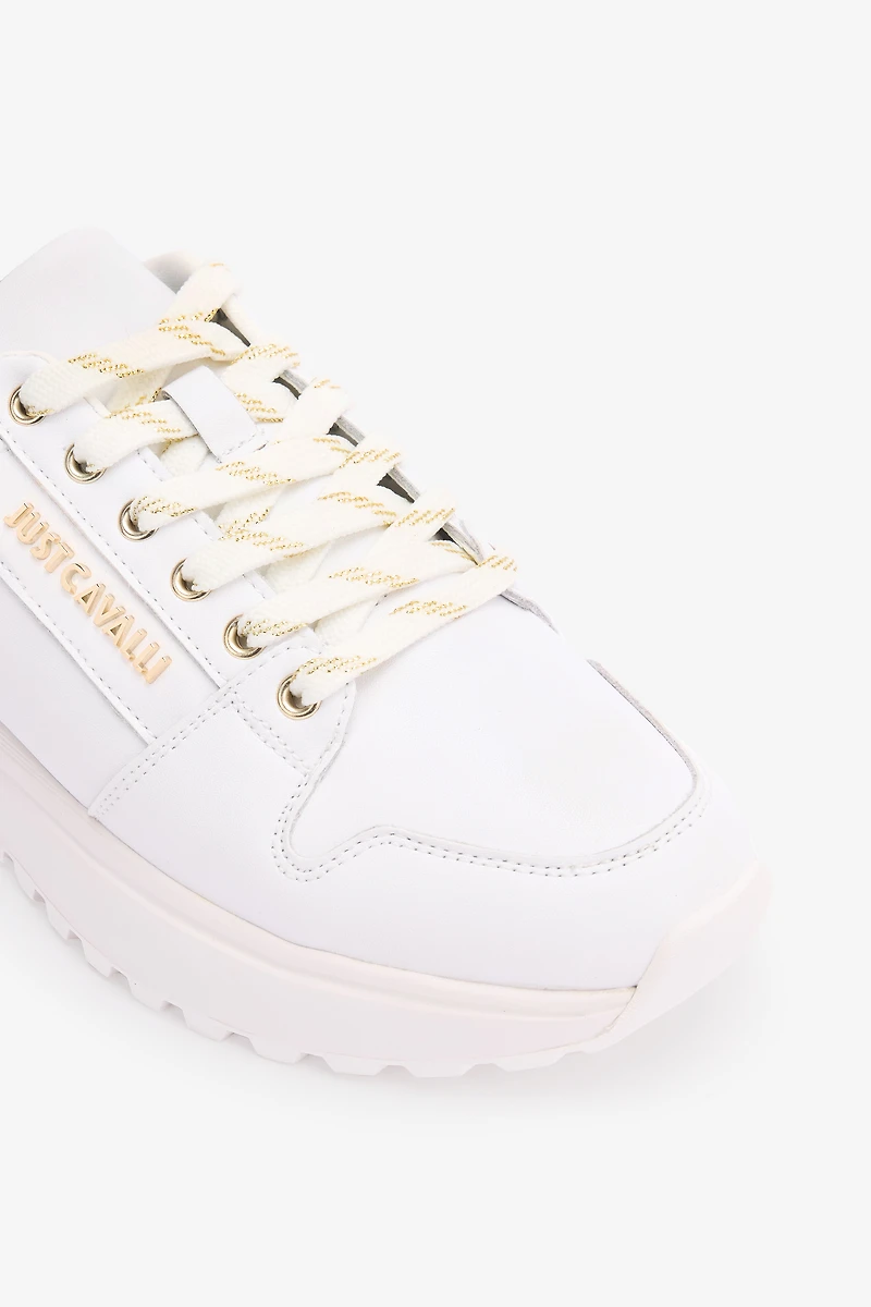 Sneakers With Laminated Logo And Back