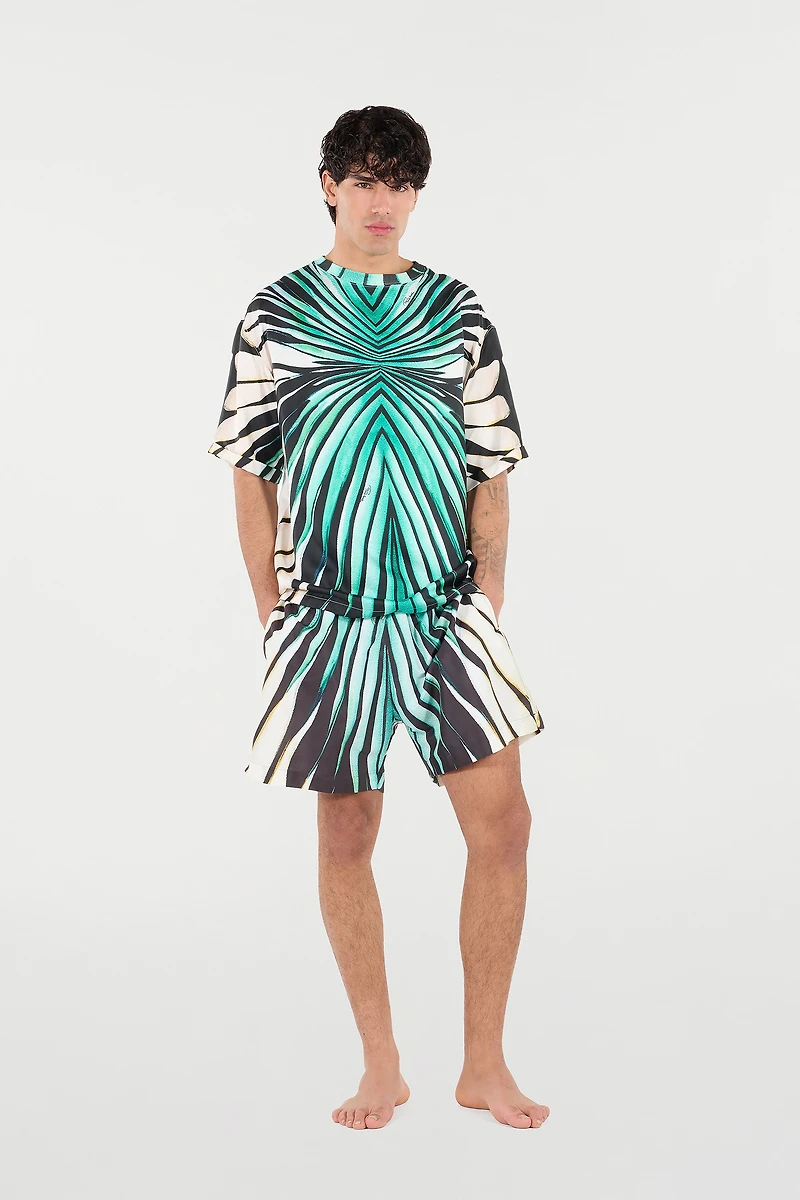 Silk Blend T-Shirt With Ray Of Sea Print