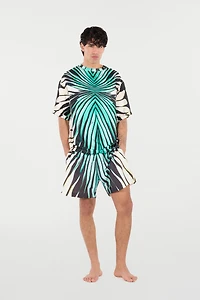 Silk Blend T-Shirt With Ray Of Sea Print