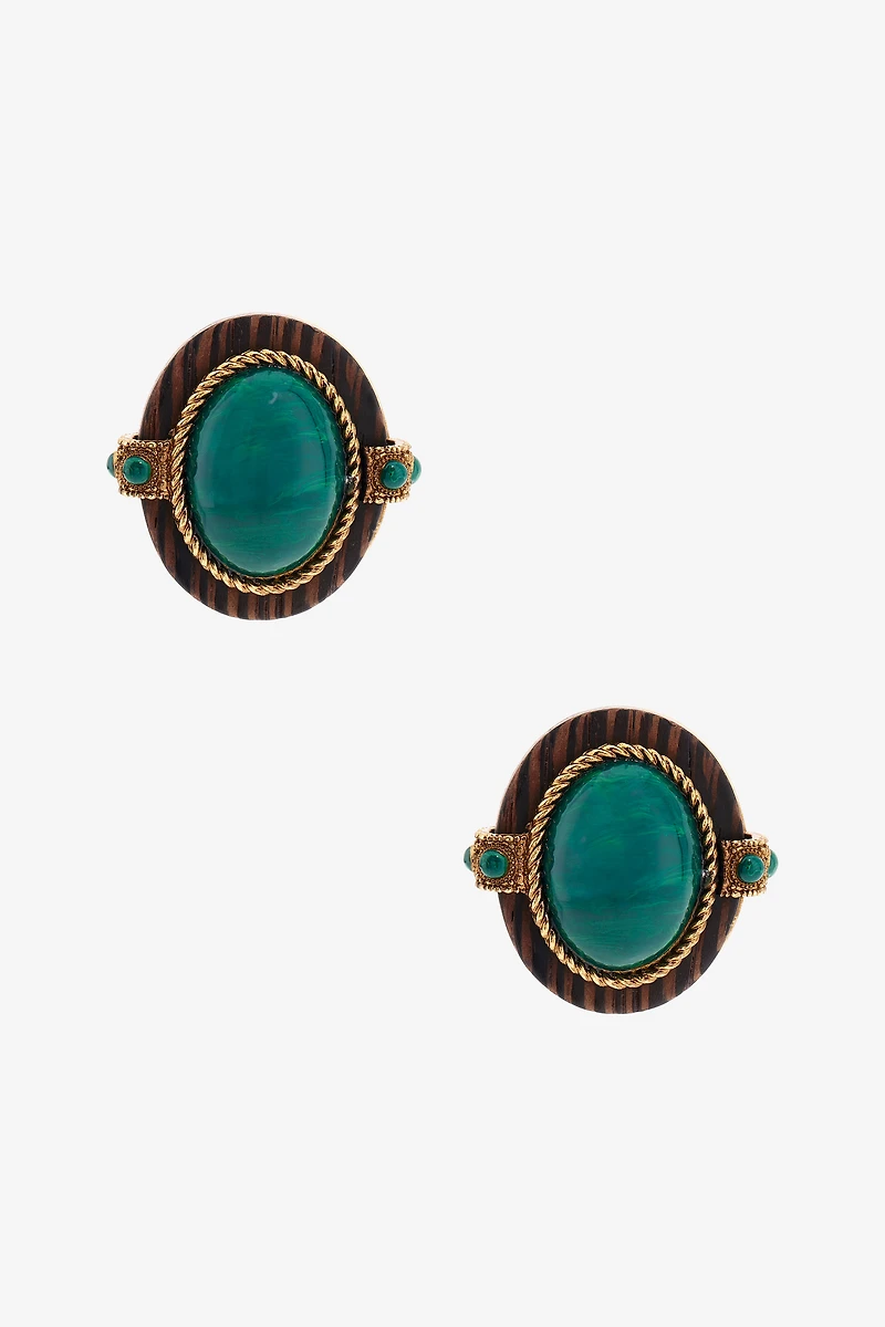 Malachite-Effect Stud Earrings