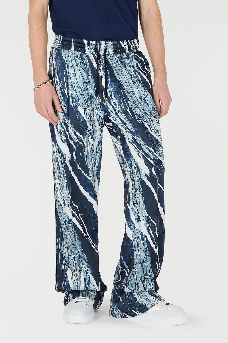 Marble-Print Sports Pants
