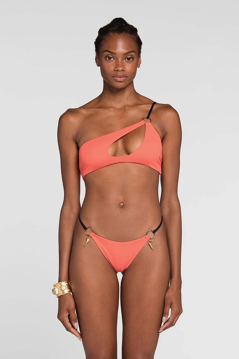 Cut-out one-shoulder bikini top