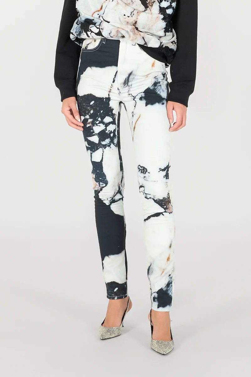 Skinny trousers with Marble print