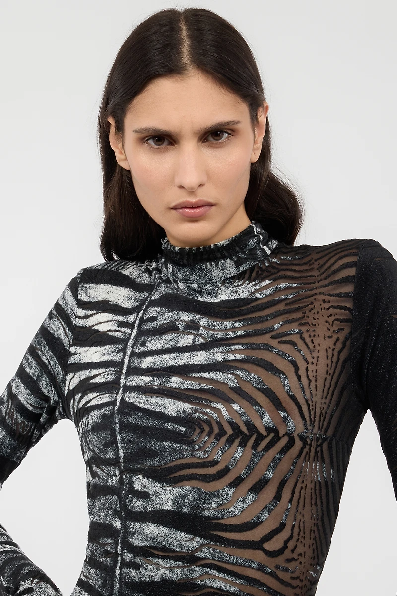 Long See-Through Dress With Zebra Pattern