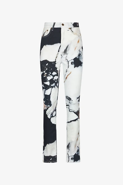 Skinny trousers with Marble print