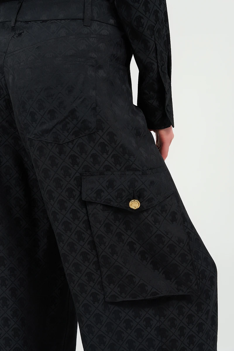 Silk Cargo Trousers with Monogram RC
