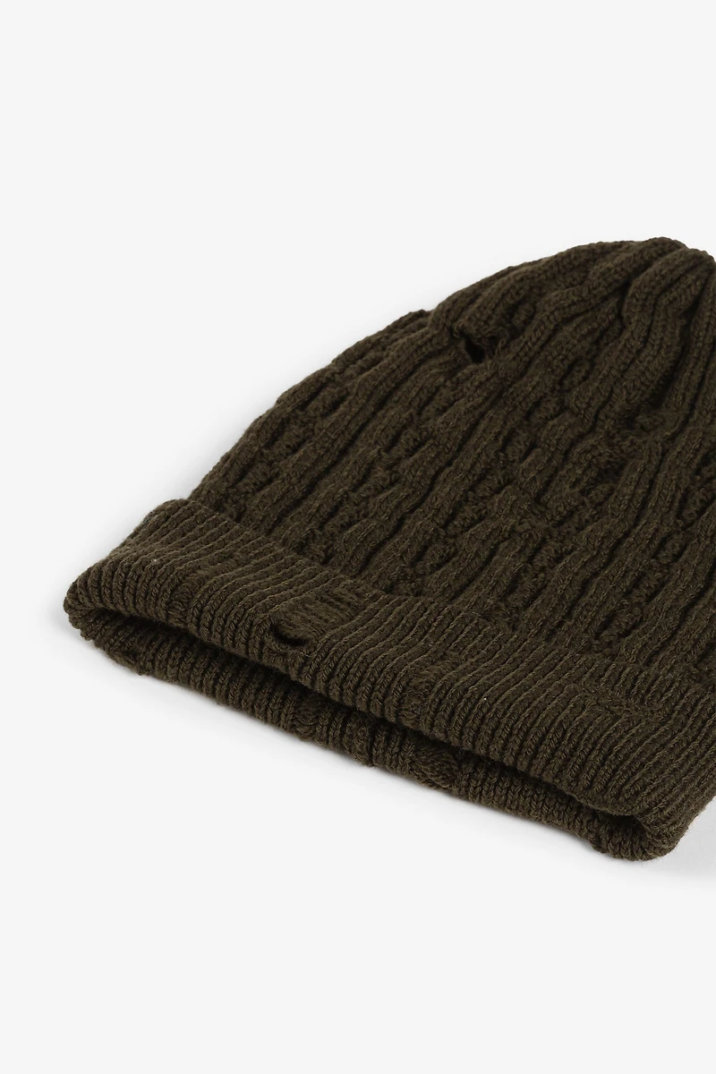 Cable-Knit Wool Beanie