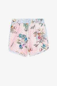 Jaguar And Flower-Print Shorts