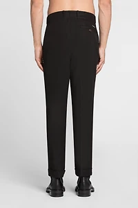 Pleat-detail straight-leg trousers
