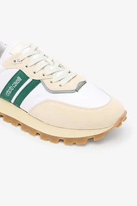 White Running Shoes With Snake-Print Detail