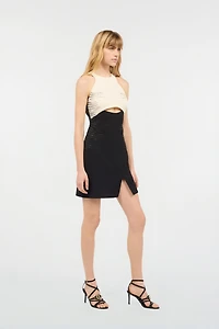 Two-Tone Mini Dress With Cut-Out