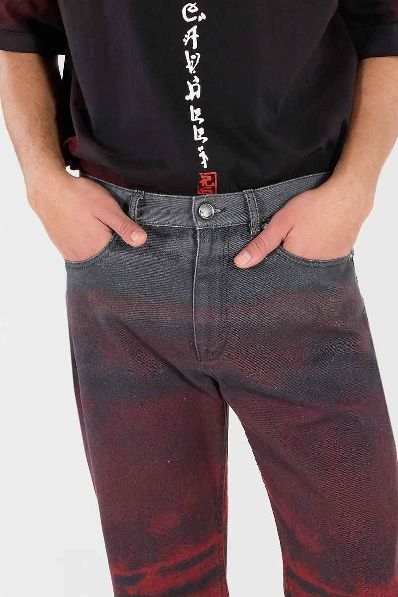 Jeans With A Mottled Print Effect