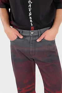 Jeans With A Mottled Print Effect