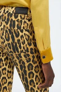 Denim Jeans With Jaguar Skin Print