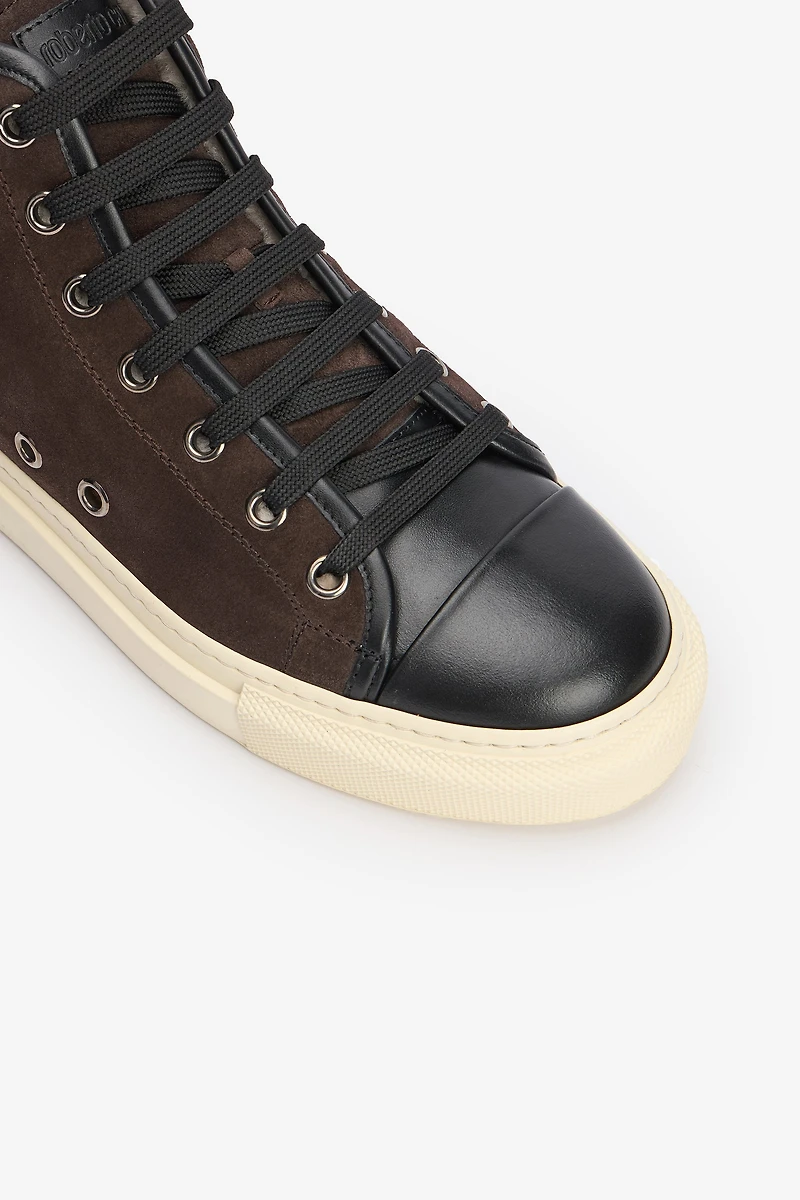 High-top sneakers chocolate with RC monogram