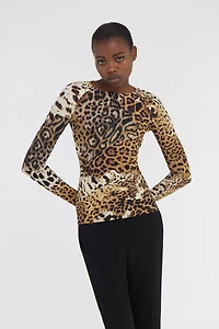 Long-sleeved T-shirt with Jaguar Skin print