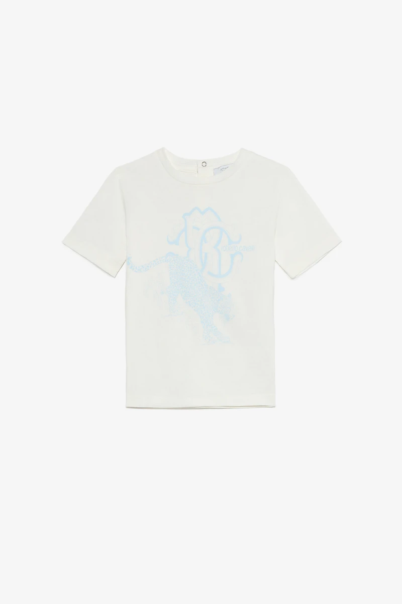 Milk White T-Shirt with Jaguar Print
