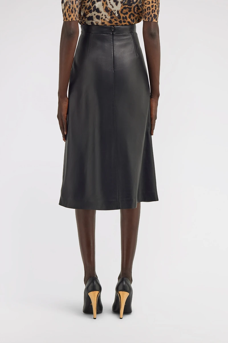 Leather midi skirt