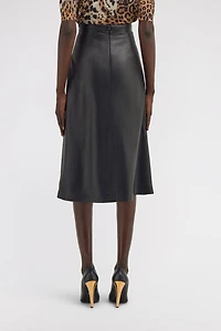 Leather midi skirt