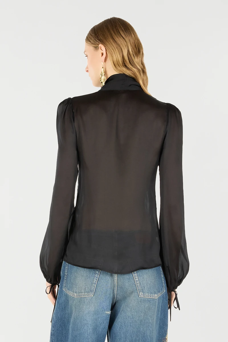 Shirt With Bow And Cutout