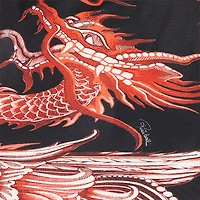 Silk Mini Dress With Dragon And Ruches