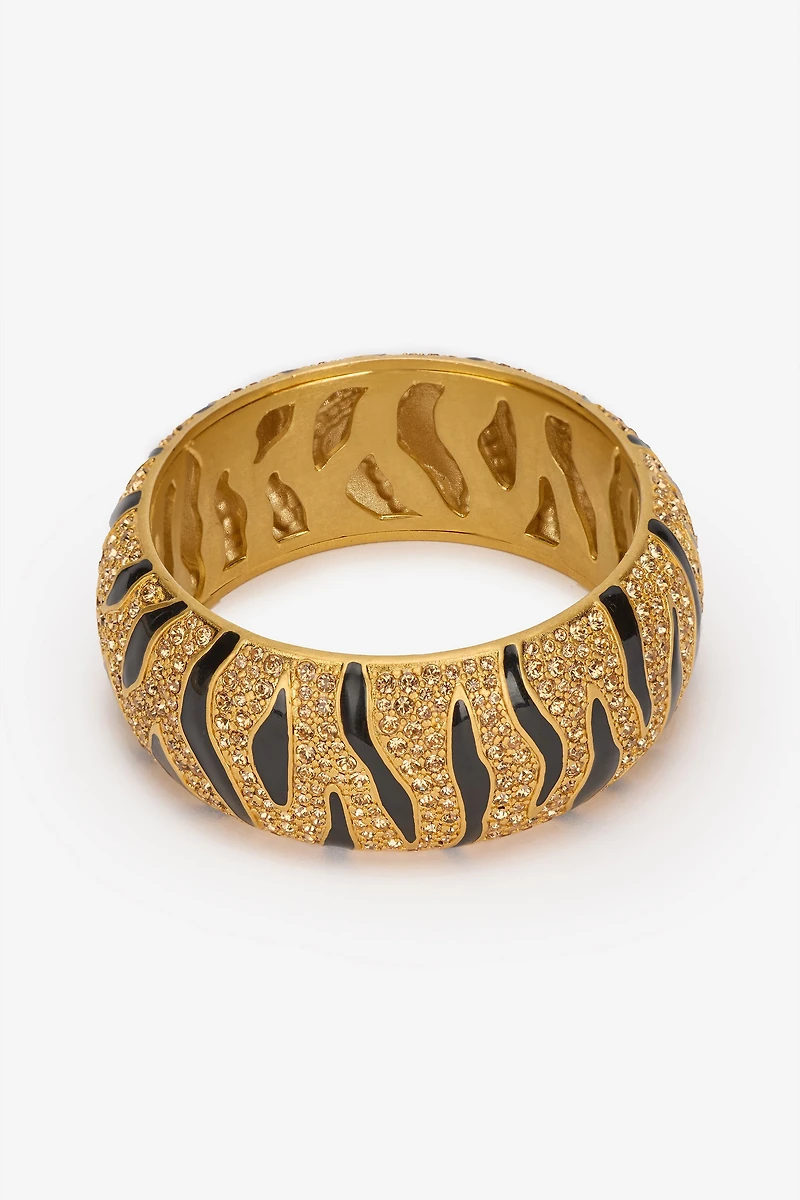 Bangle With Crystals And Tiger Skin Pattern