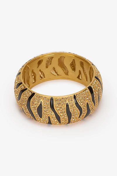 Bangle With Crystals And Tiger Skin Pattern