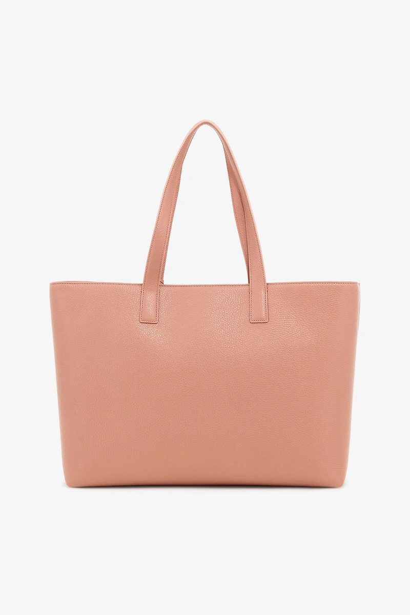 Pink Leather Shopping Bag With RC Monogram