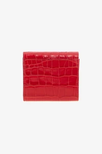 Red Croc-Embossed Leather Card Case