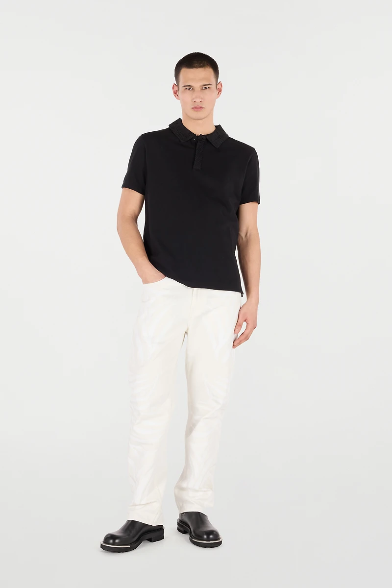 Polo With Snake Scale Embellishment