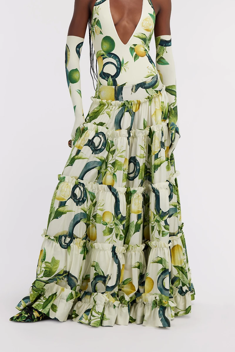 Pleated Lemon print skirt