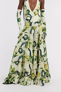 Pleated Lemon print skirt