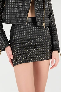 Quilted Leather Miniskirt