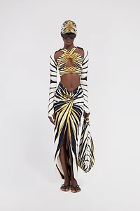 Ray Of Gold Print Cut-Out Top