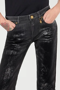 Distressed-Effect Python Skin Jeans