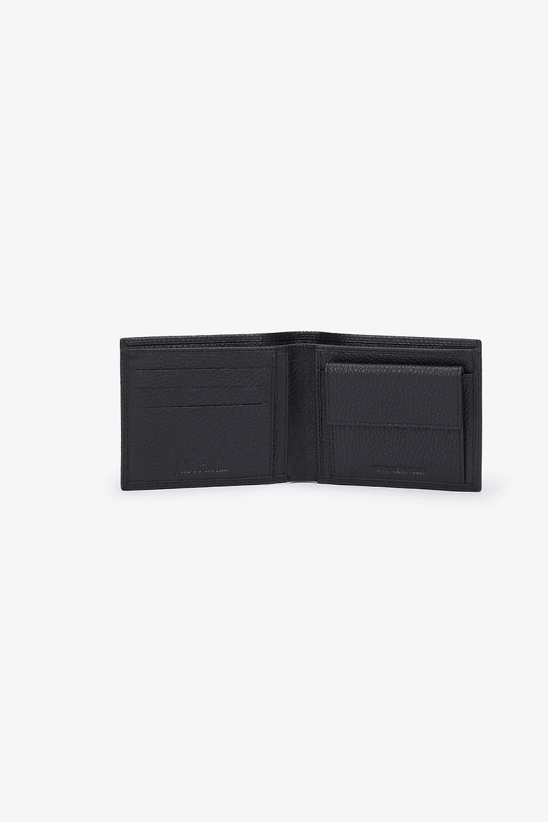 Black Leather Bifold Wallet with Logo