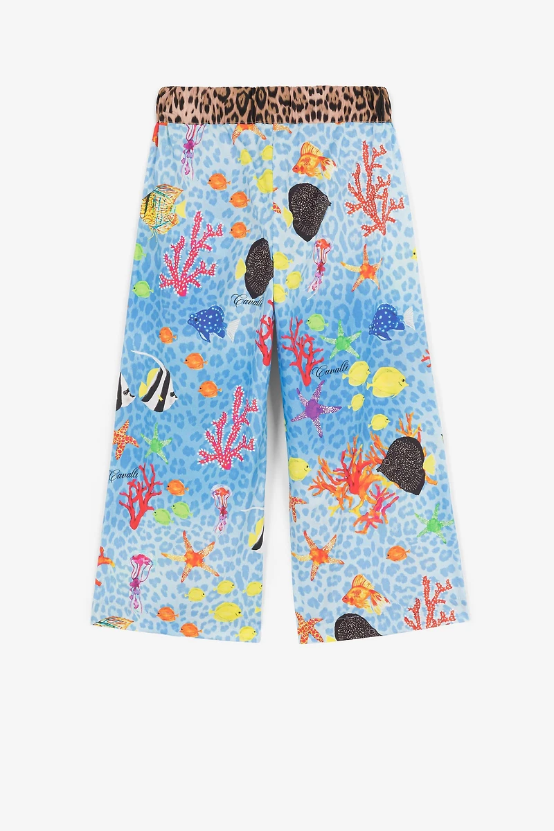 All-over sealife-print trousers