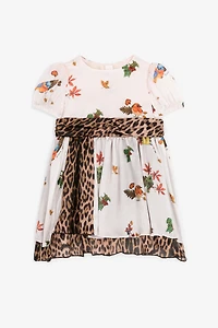 Leopard And Bird-Print Silk Dress