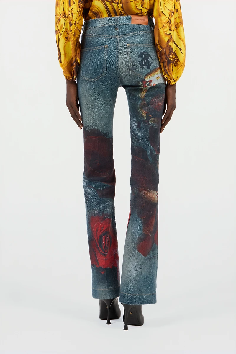 Garden Rose Print Jeans
