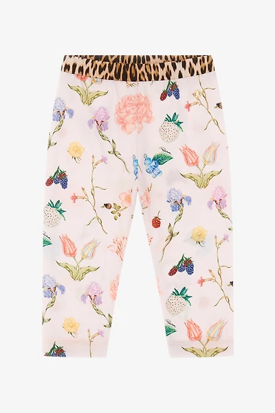 Sweatpants With Flowers, Fruits And Jaguar Skin Print