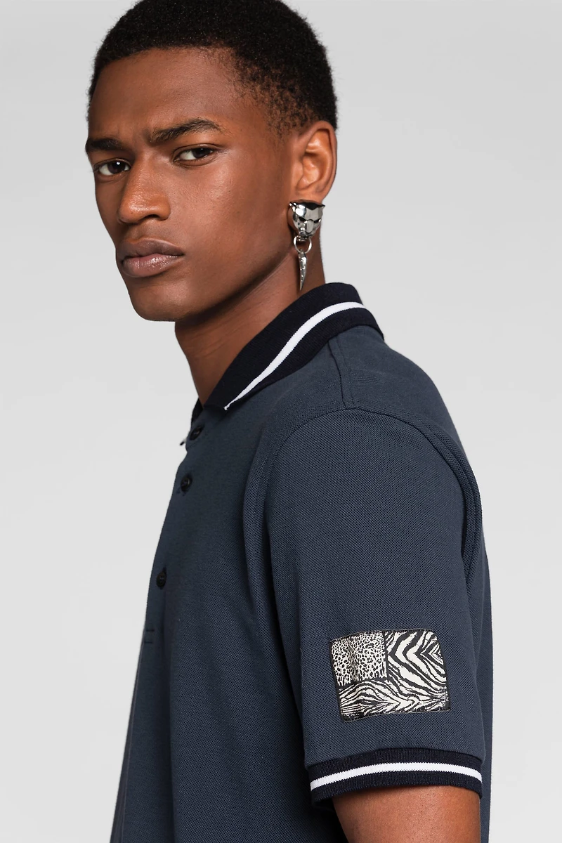 Animalier Patchwork-Print Appliqué Polo Shirt