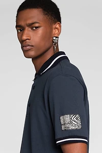 Animalier Patchwork-Print Appliqué Polo Shirt