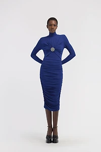 Midi dress with ruffles and stones
