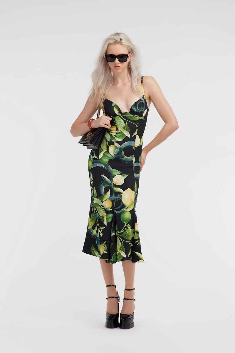 Dress with shoulder straps and Lemon print