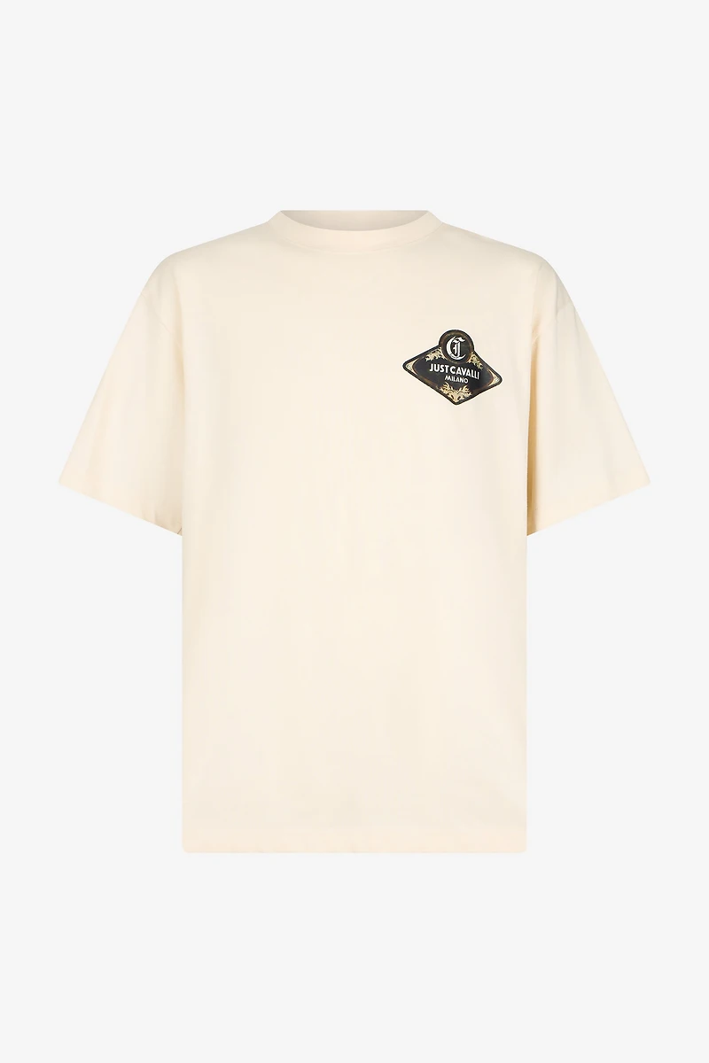 Cream Logo Print T-Shirt
