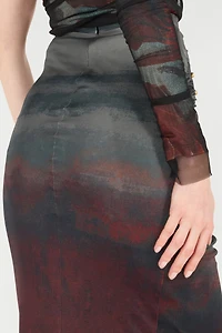 Mottled-Effect Midi Skirt