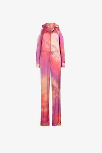 Tie-dye drawstring jumpsuit