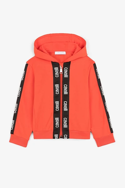 Logo-Stripe Zip Hoodie